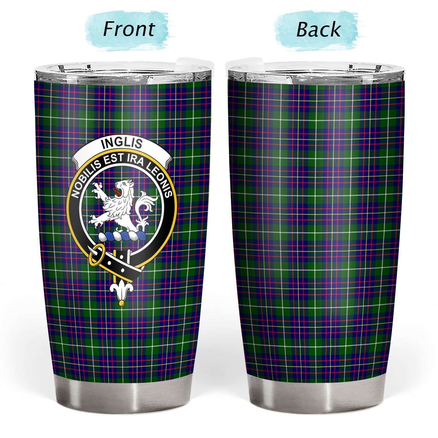 Clan Inglis Modern Tartan Crest Tumbler LN15 Clan Inglis Tartan Today   