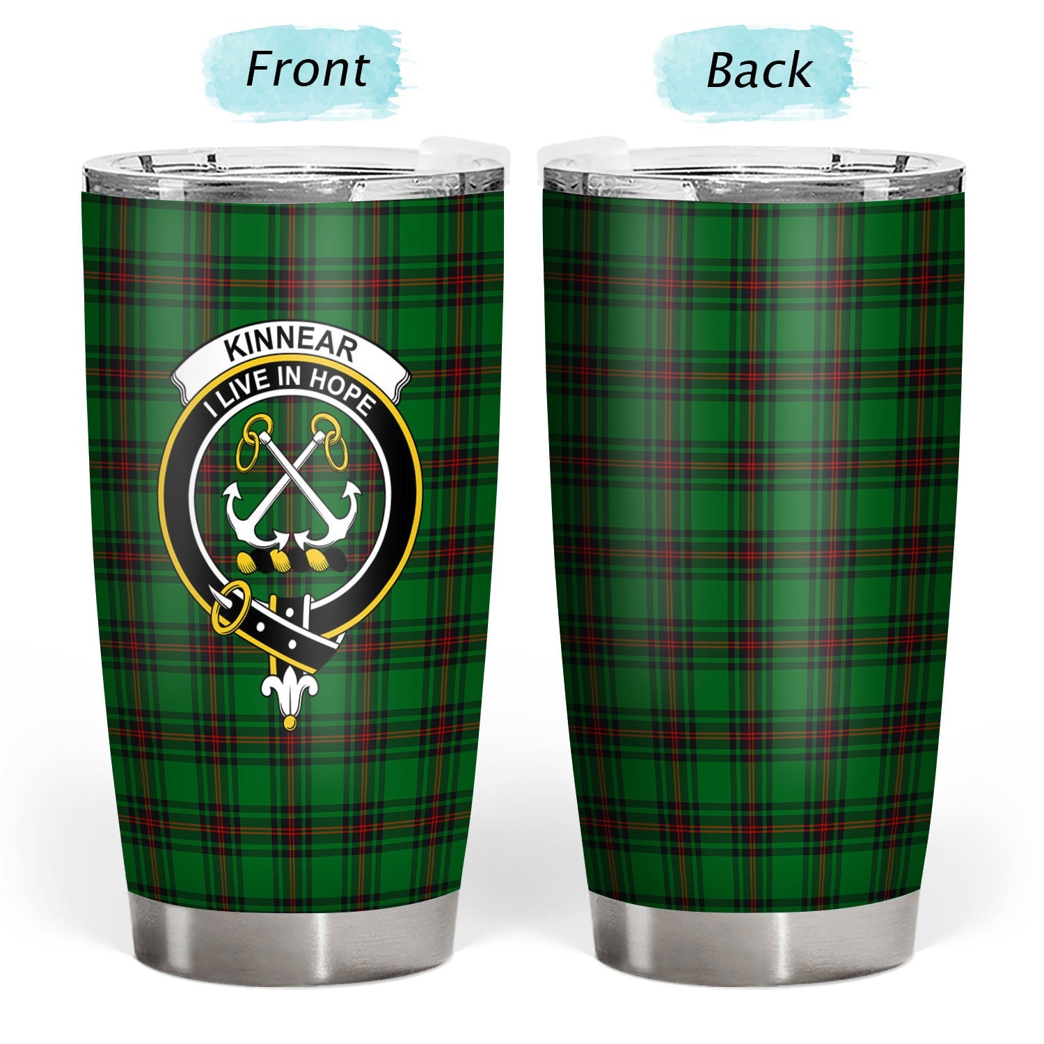 Clan Kinnear Tartan Crest Tumbler GL29 Clan Kinnear Tartan Today   
