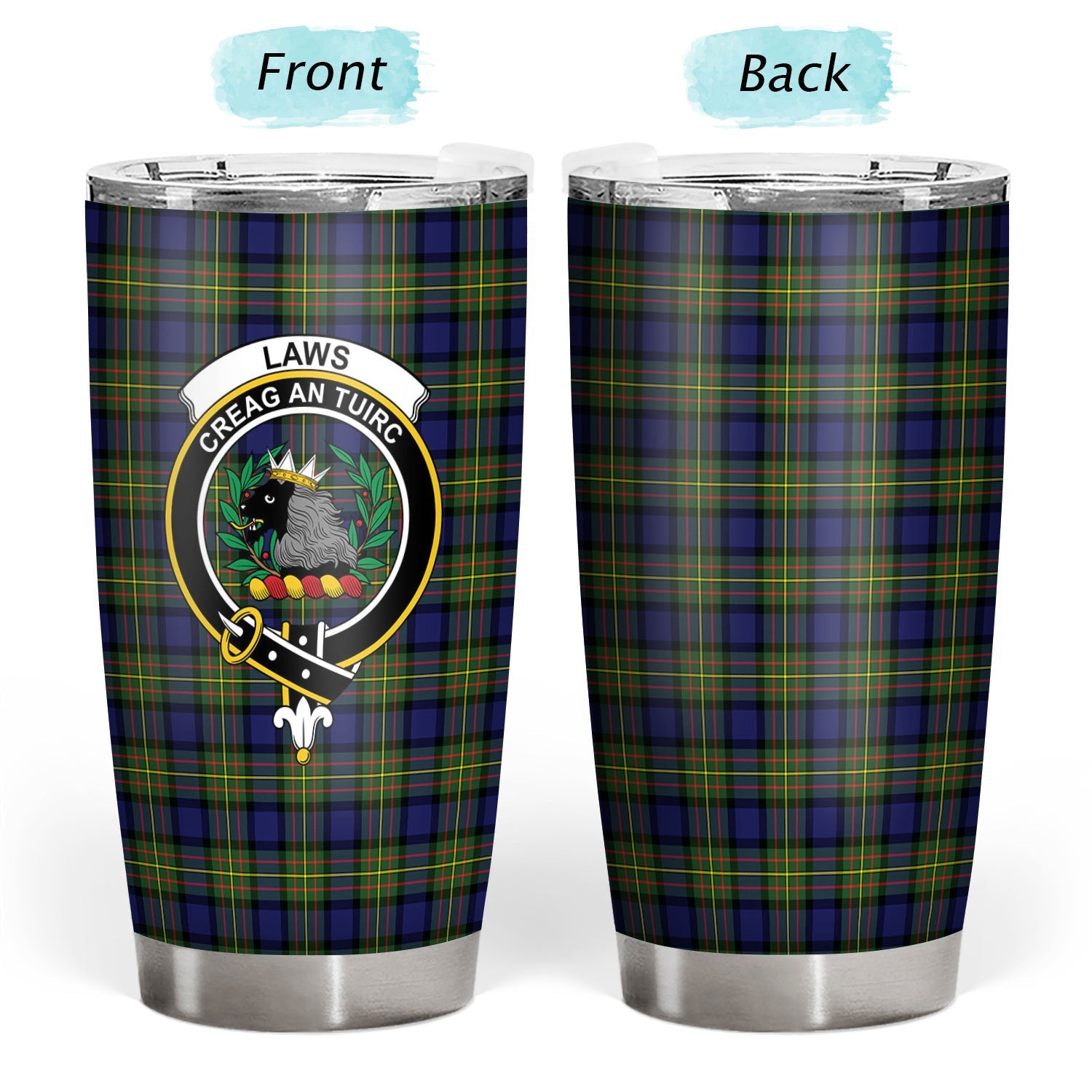 Clan Laws Tartan Crest Tumbler IC82 Clan Hall Tartan Today   