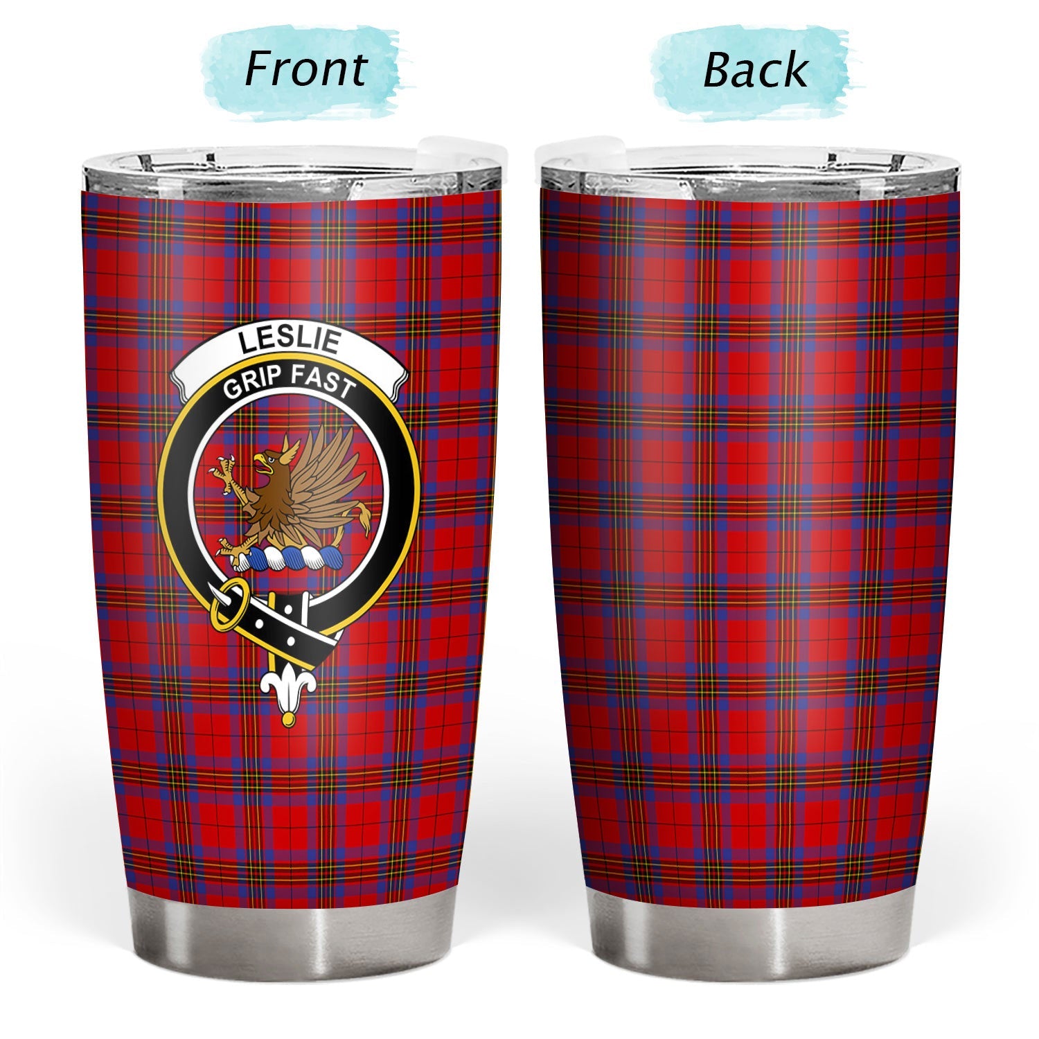 Clan Leslie Modern Tartan Crest Tumbler RN65 Clan Leslie Tartan Today   