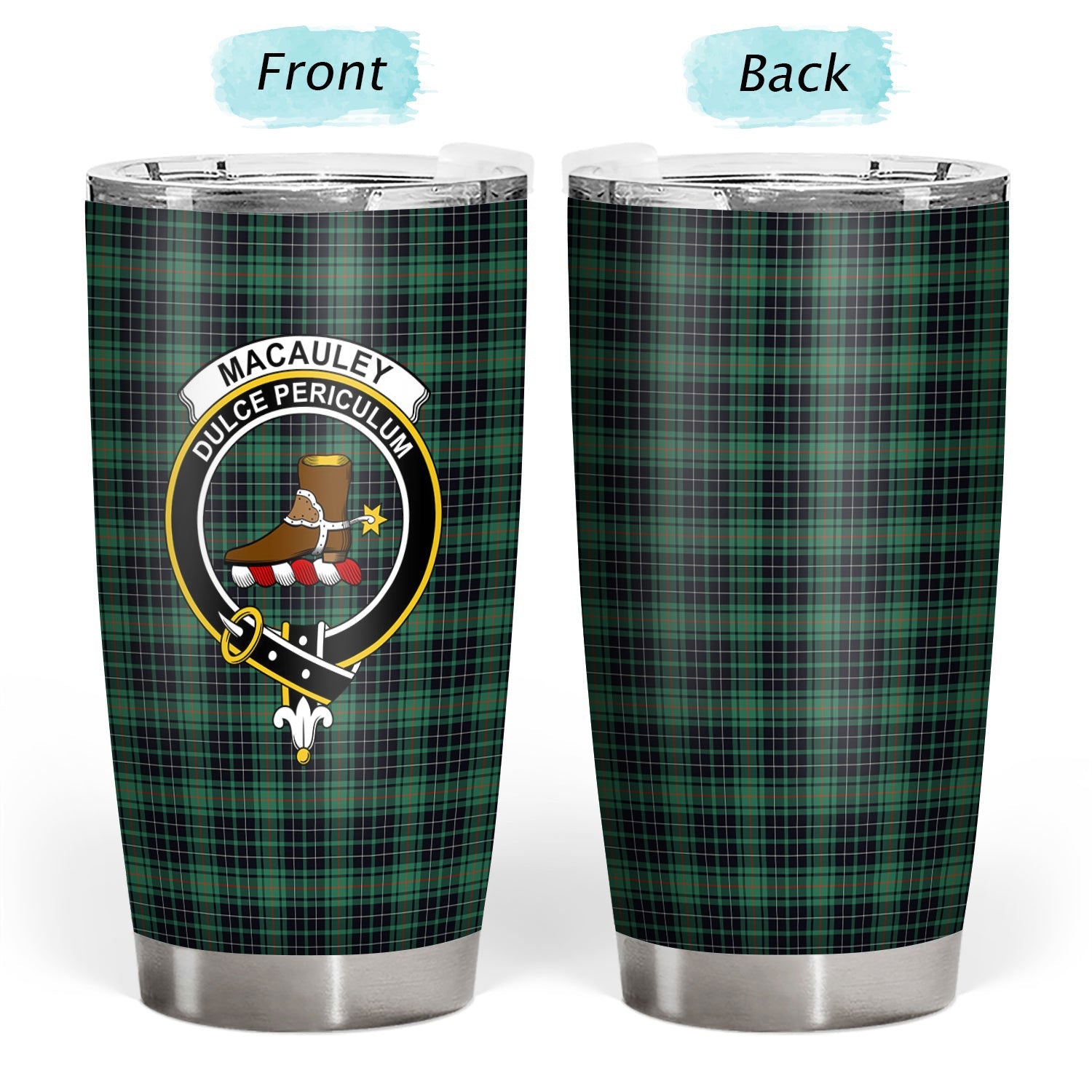 Clan MacAuley Hunting Ancient Tartan Crest Tumbler HV18 Clan Hall Tartan Today   