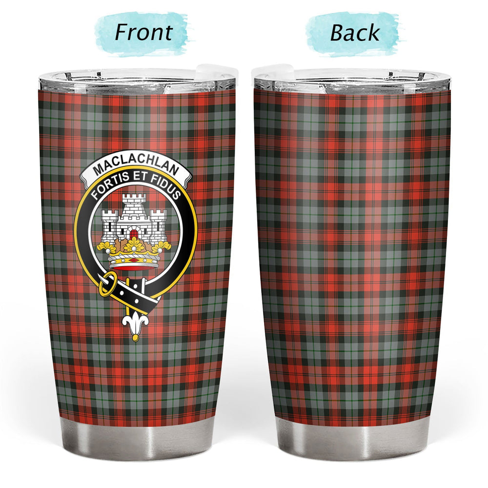 Clan MacLachlan Weathered Tartan Crest Tumbler NE50 Clan Hall Tartan Today   