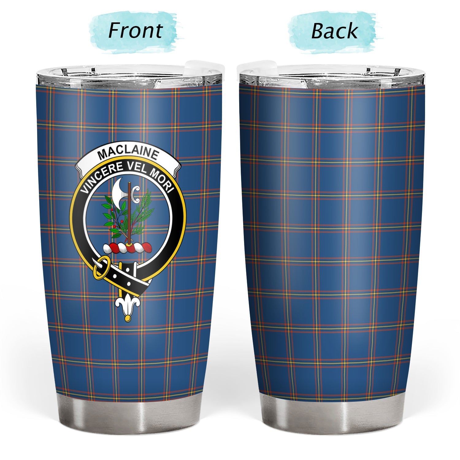 Clan MacLaine of Loch Buie Hunting Ancient Tartan Crest Tumbler MY15 Clan Hall Tartan Today   