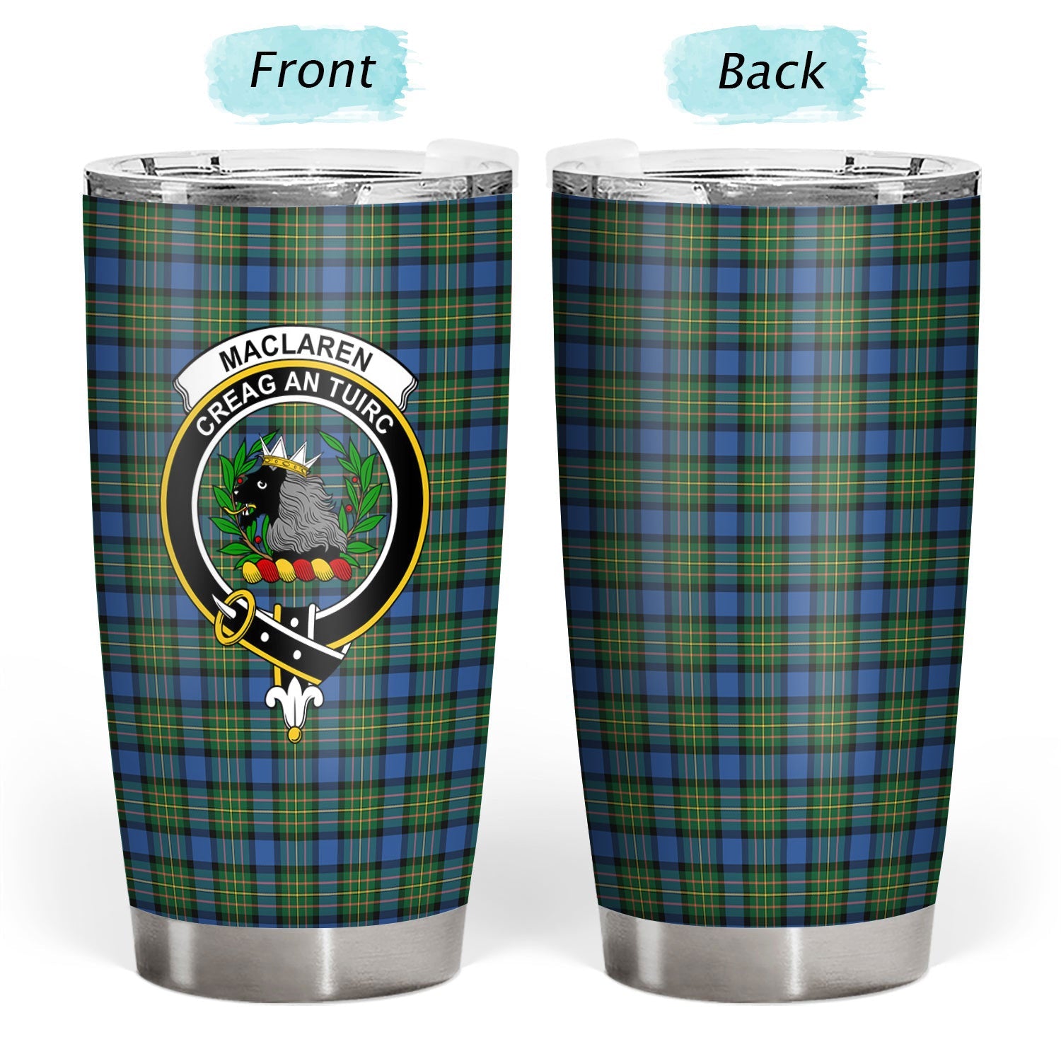 Clan MacLaren Ancient Tartan Crest Tumbler AC71 Clan Hall Tartan Today   