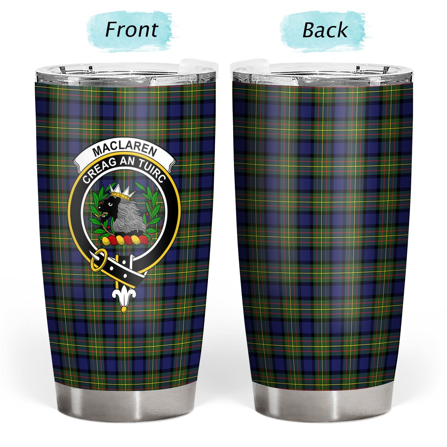 Clan MacLaren Modern Tartan Crest Tumbler JM56 Clan Hall Tartan Today   