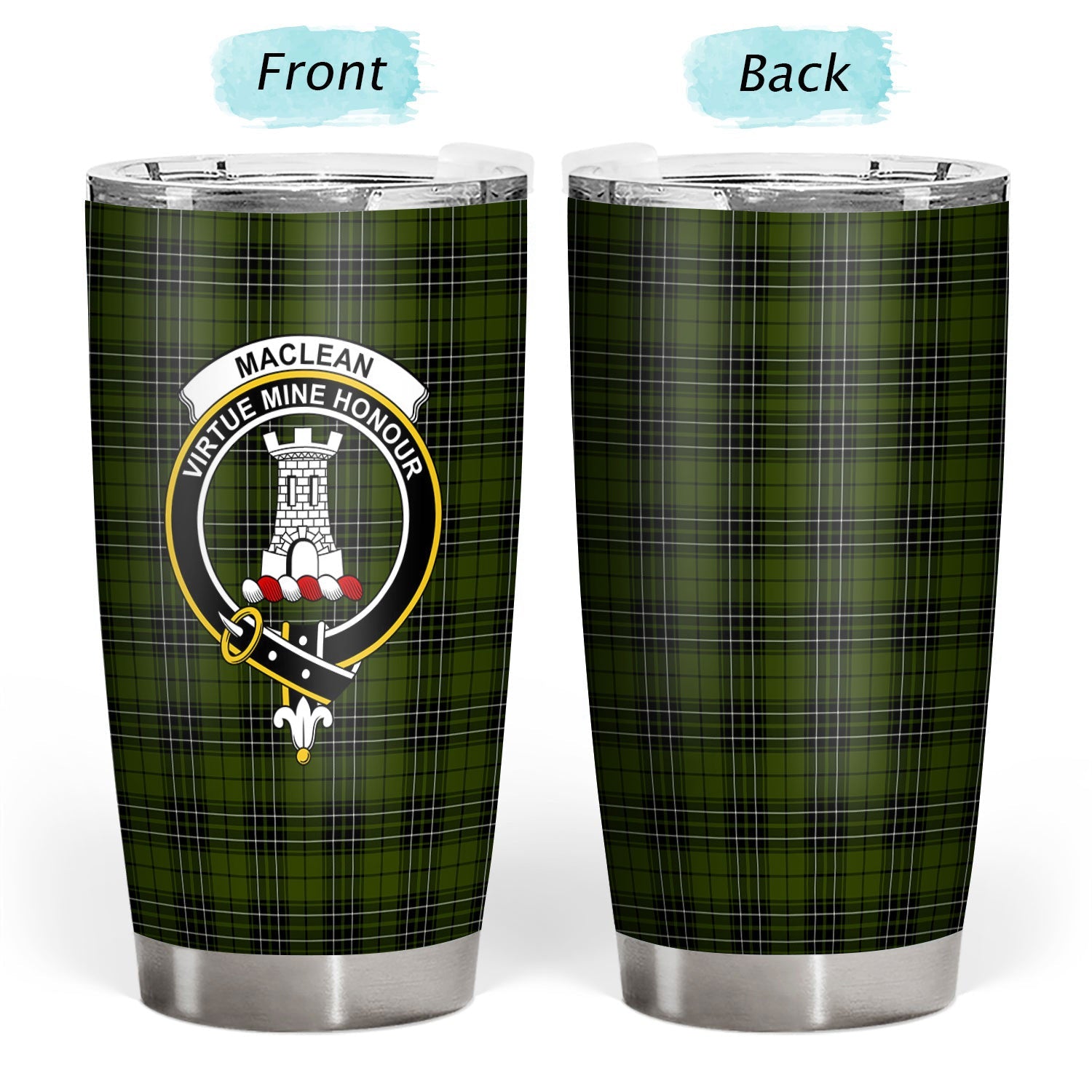 Clan MacLean Hunting Tartan Crest Tumbler BQ24 Clan Hall Tartan Today   