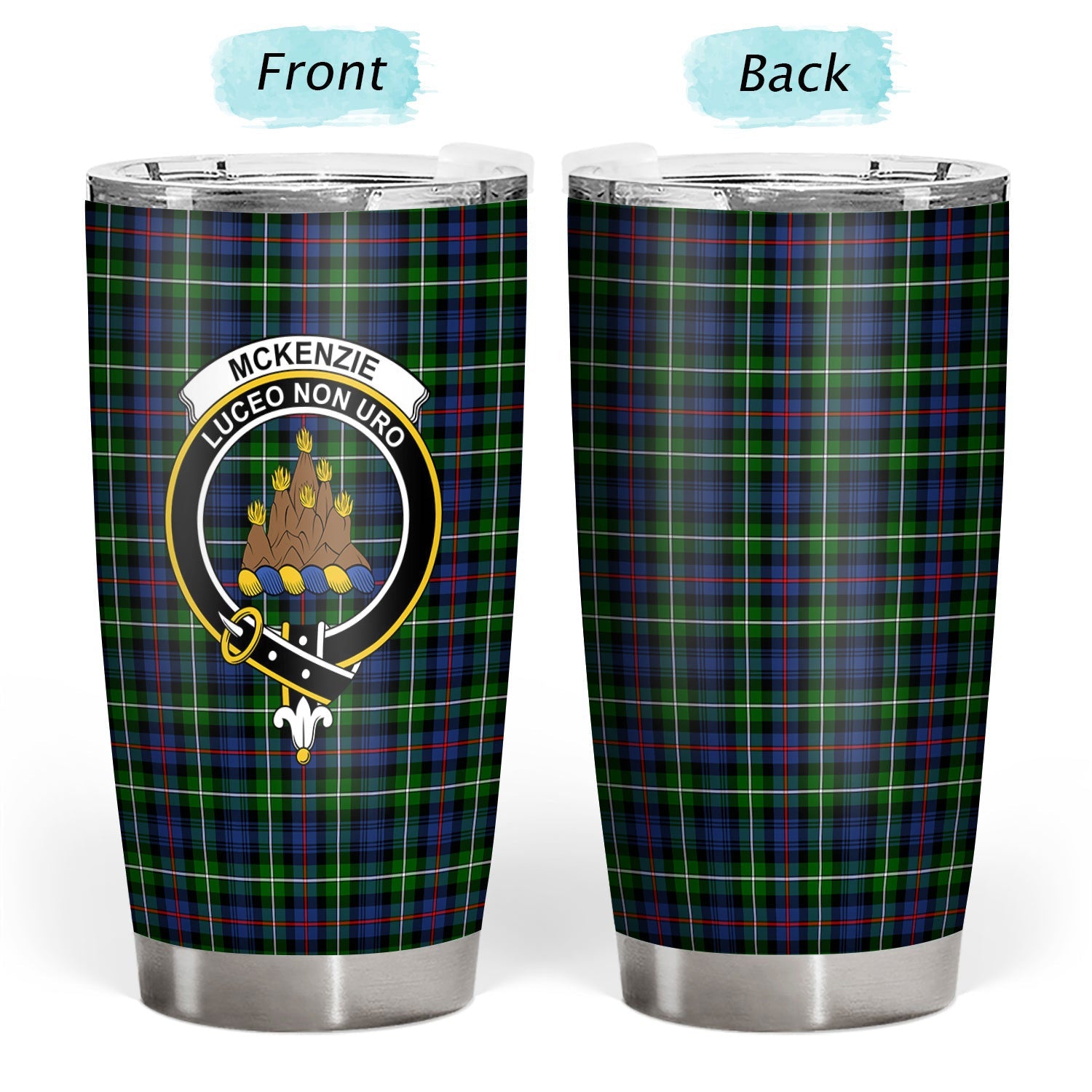 Clan McKenzie Tartan Crest Tumbler NY55 Clan Hall Tartan Today   