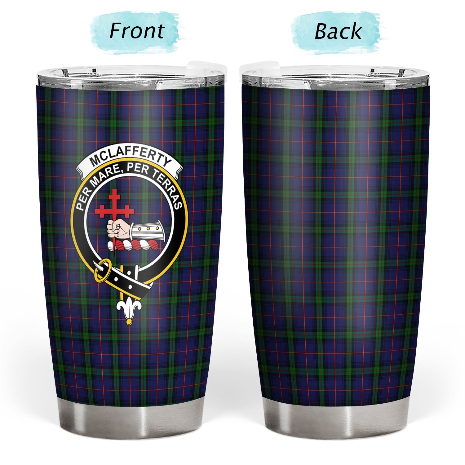 Clan McLafferty Tartan Crest Tumbler IK22 Clan Hall Tartan Today   