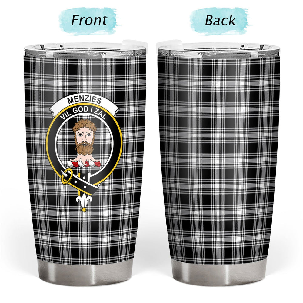 Clan Menzies Black _ White Modern Tartan Crest Tumbler XA15 Clan Menzies Tartan Today   