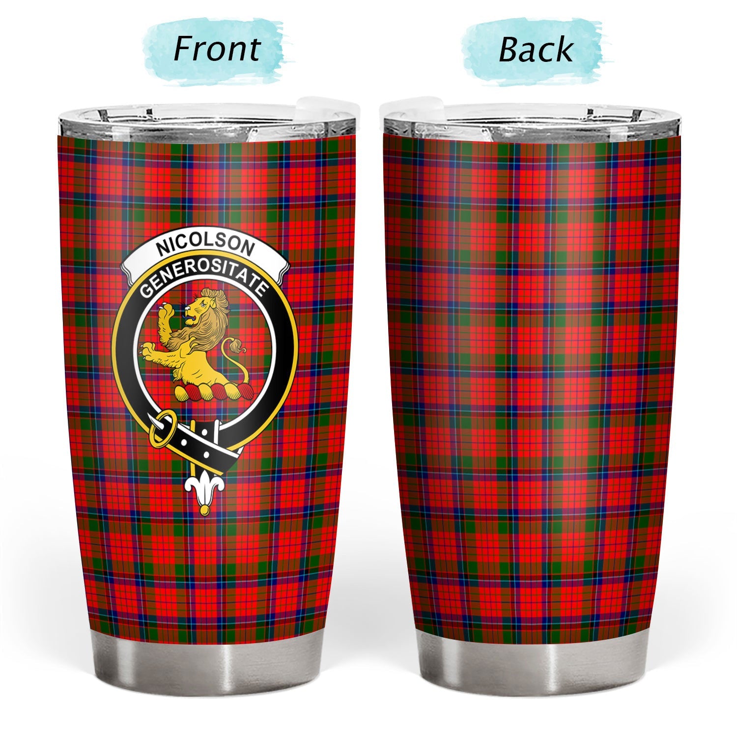 Clan Nicolson Modern Tartan Crest Tumbler LM85 Clan Nicolson Tartan Today   