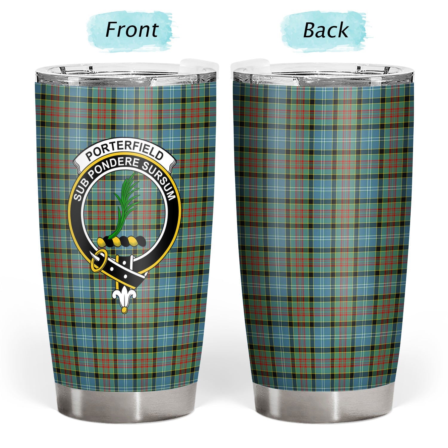 Clan Porterfield Tartan Crest Tumbler GX93 Clan Hall Tartan Today   
