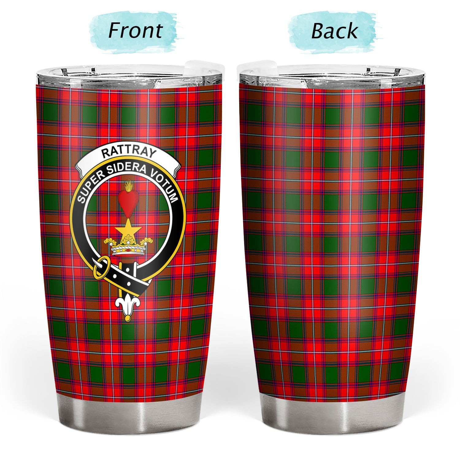 Clan Rattray Modern Tartan Crest Tumbler VX35 Clan Rattray Tartan Today   