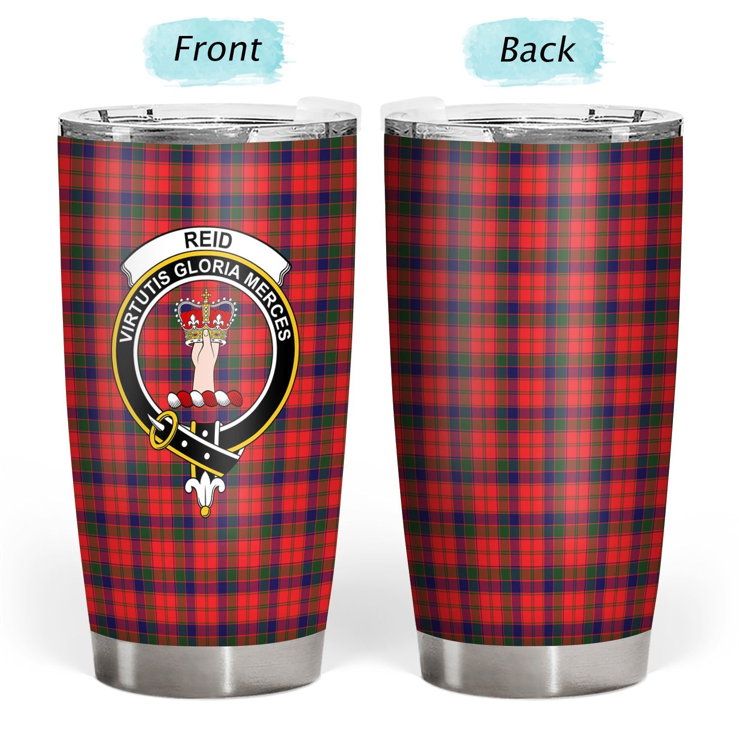 Clan Reid Modern Tartan Crest Tumbler QX11 Clan Hall Tartan Today   