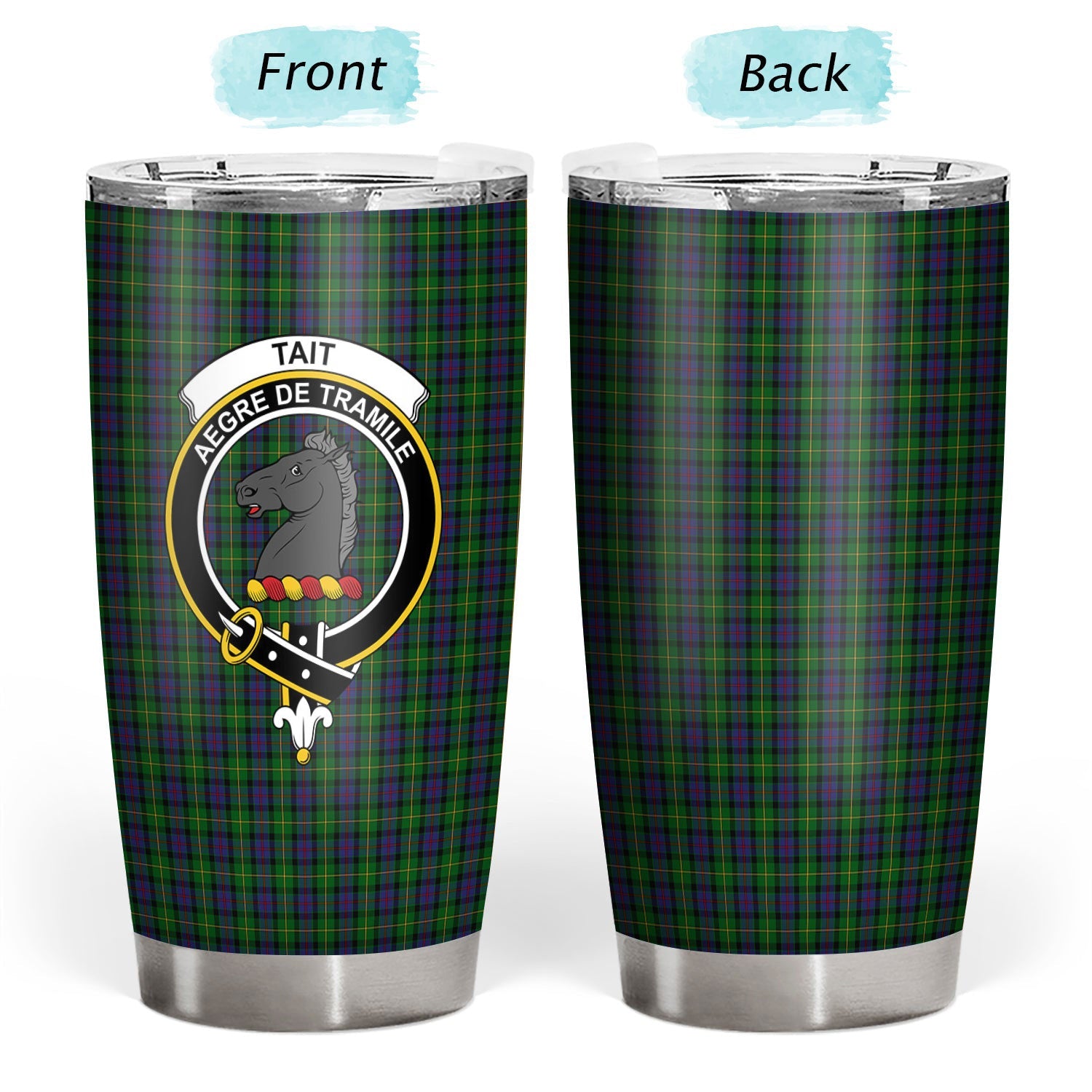 Clan Tait Tartan Crest Tumbler KG92 Clan Tait Tartan Today   