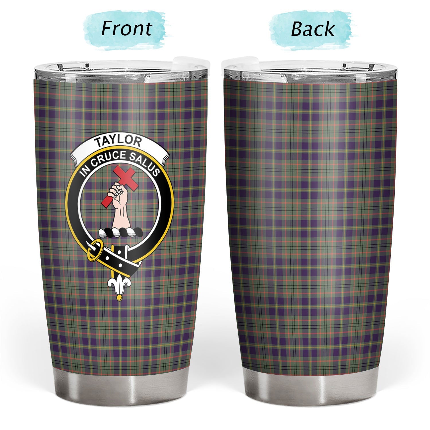 Clan Taylor Weathered Tartan Crest Tumbler RC24 Clan Taylor Tartan Today   