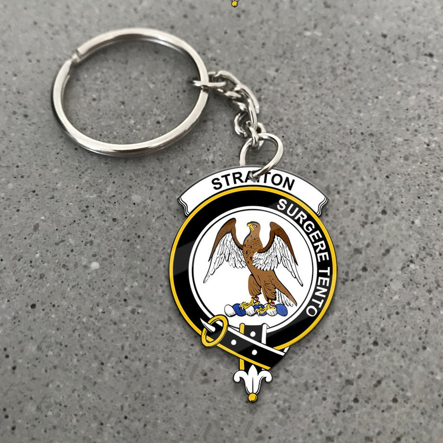 Clan Straiton Tartan Crest Keychain