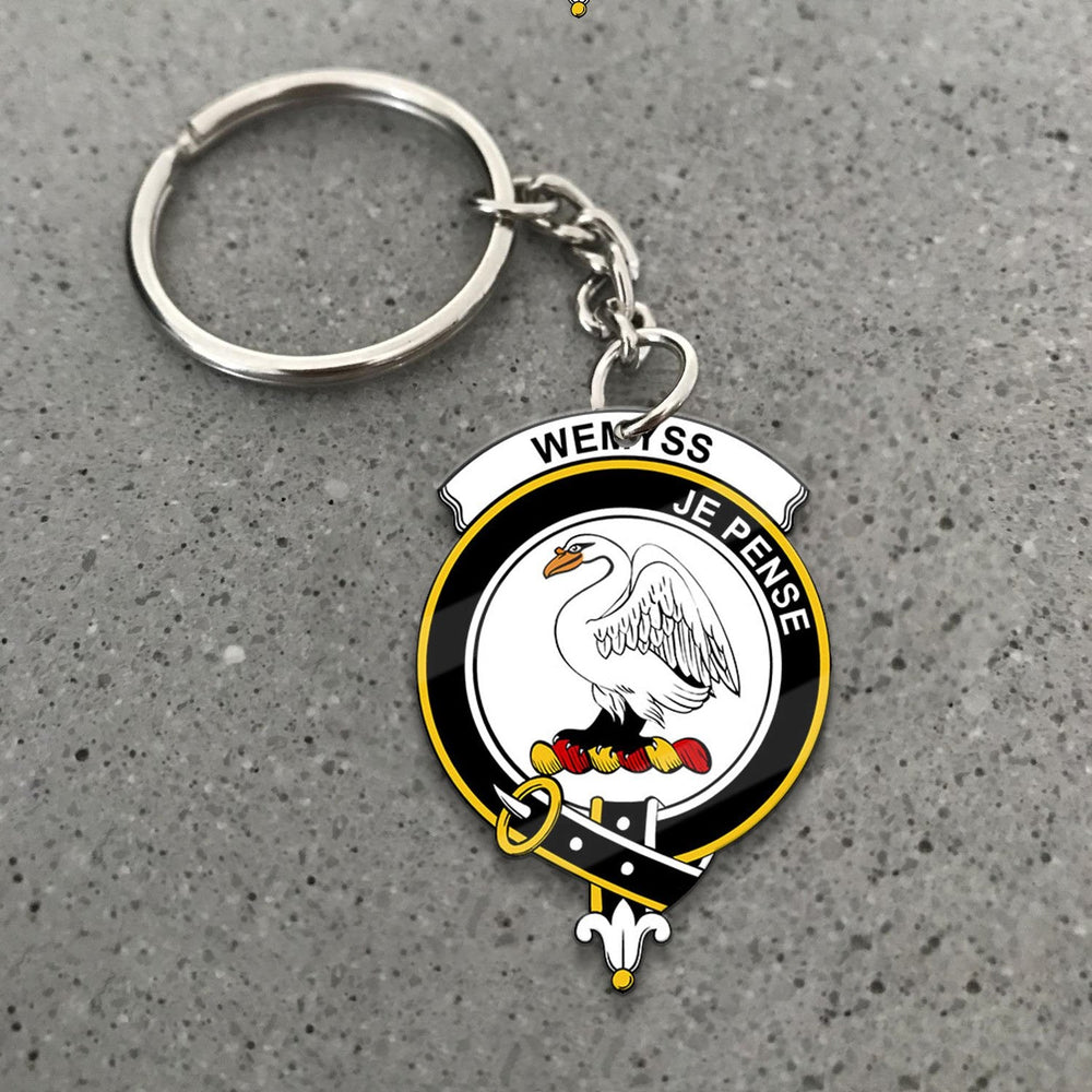 Clan Wemyss Tartan Crest Keychain QR64 Clan Wemyss Tartan Today   