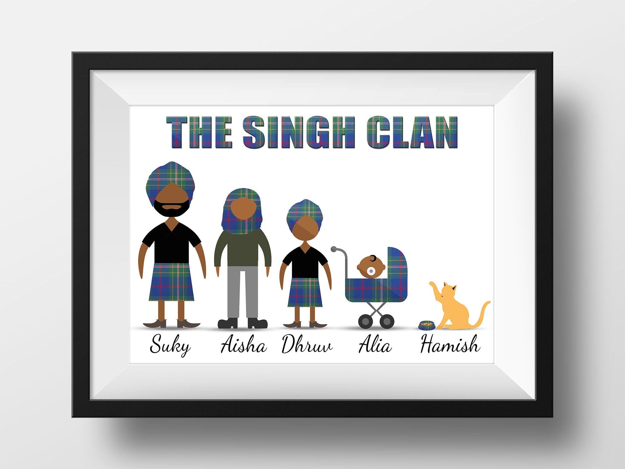 Scottish Clan Family Portrait – Personalized Canvas or Poster (Printed in the USA)