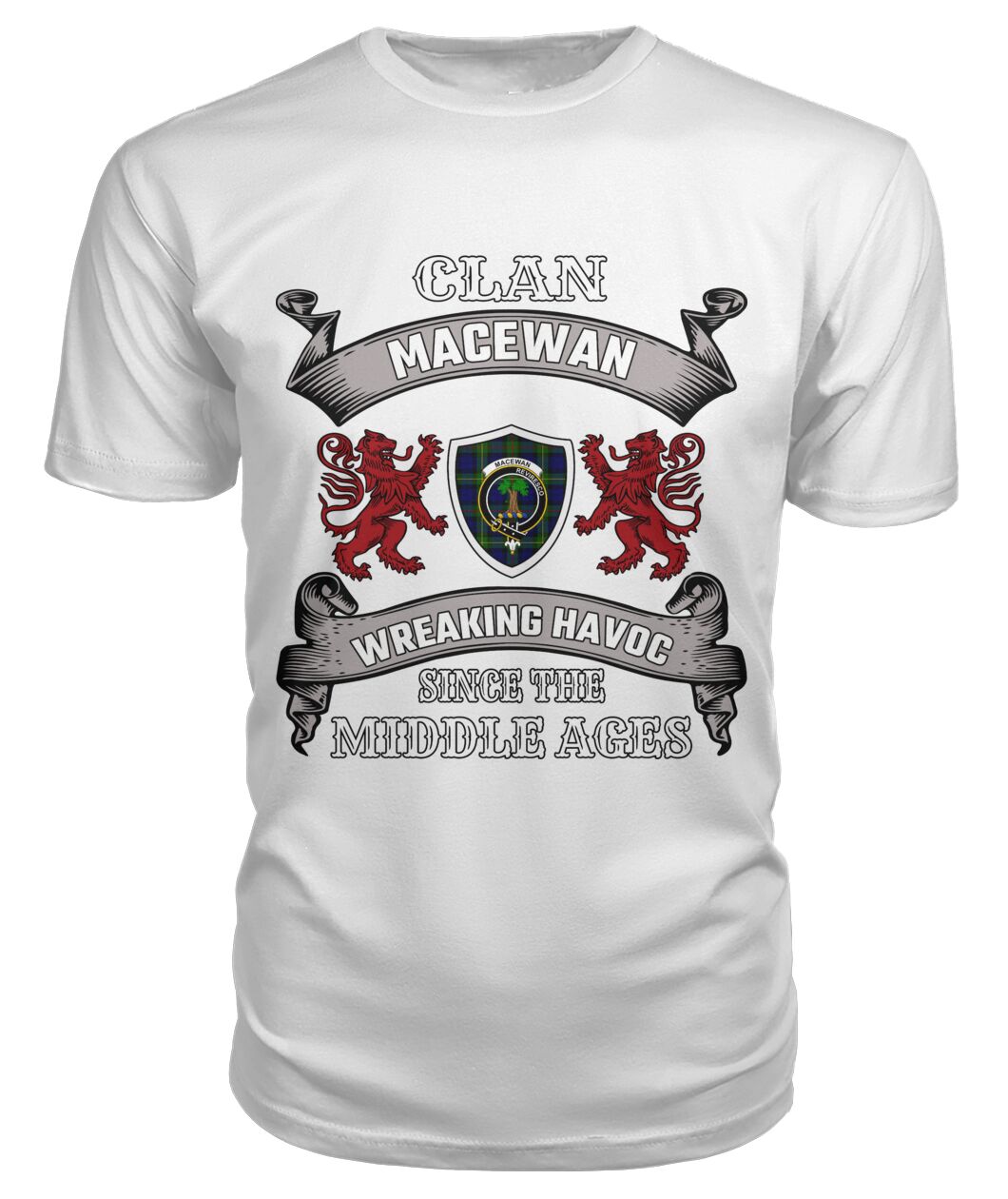 Clan MacEwan Family Tartan 2D T-shirt RI47 MacEwan Tartan Clan Tartan T-Shirt White S MacEwan Tartan Clan