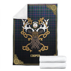 Clan Cooper Ancient Tartan Crest Premium Blanket Celtic Stag Style IF16 Clan Cooper Tartan Today   
