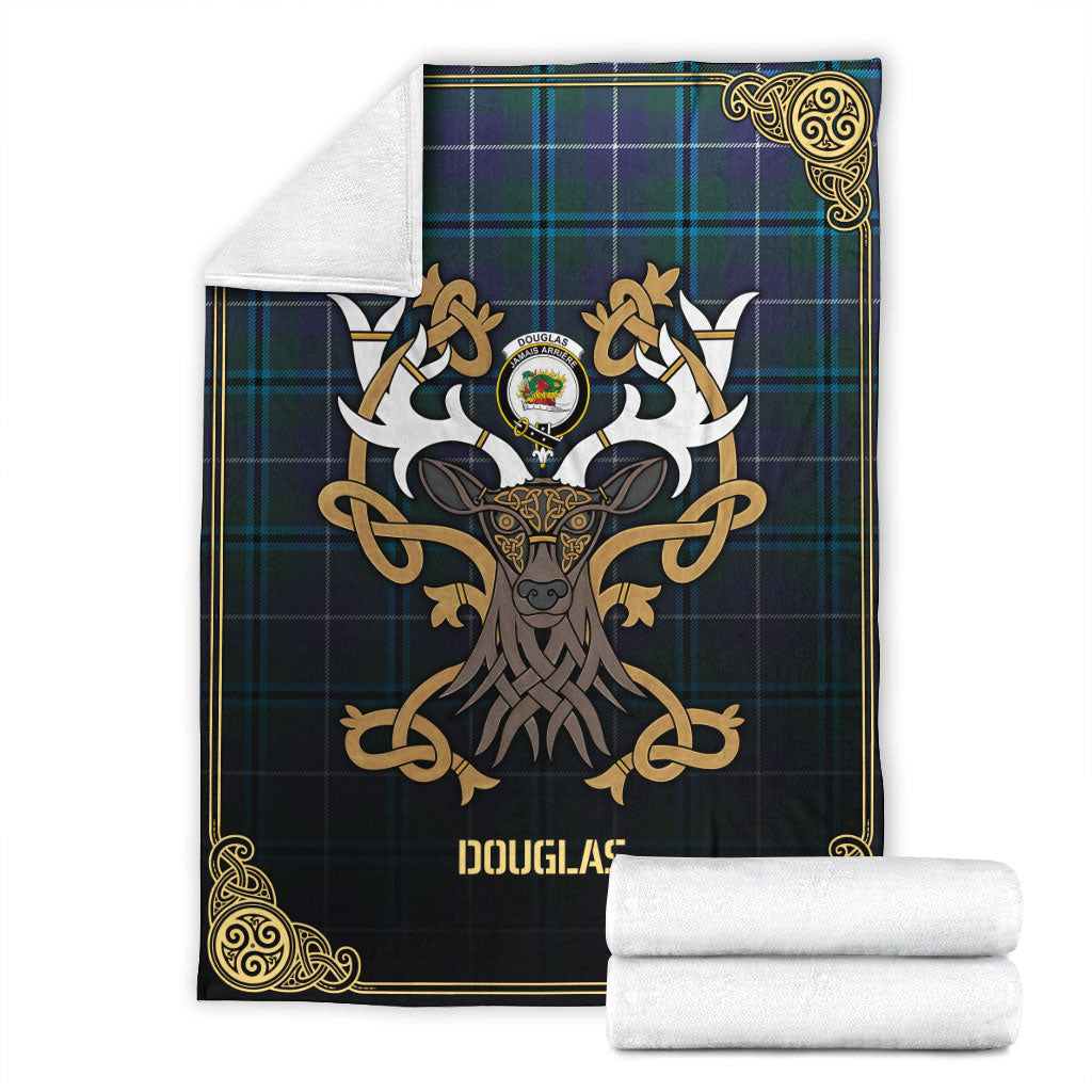 Clan Douglas Modern Tartan Crest Premium Blanket Celtic Stag Style UJ85 Clan Douglas Tartan Today   