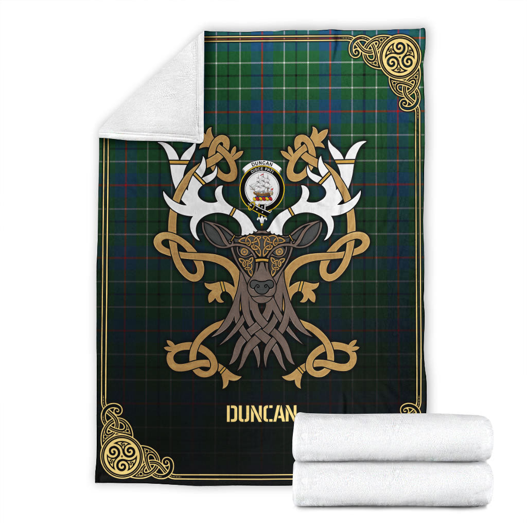 Clan Duncan Ancient Tartan Crest Premium Blanket Celtic Stag Style VA50 Clan Duncan Tartan Today   