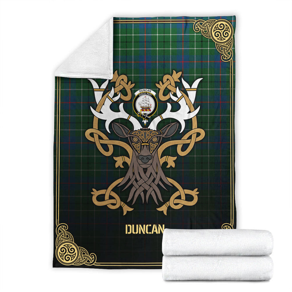 Clan Duncan Ancient Tartan Crest Premium Blanket Celtic Stag Style VA50 Clan Duncan Tartan Today   