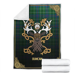 Clan Duncan Ancient Tartan Crest Premium Blanket Celtic Stag Style VA50 Clan Duncan Tartan Today   