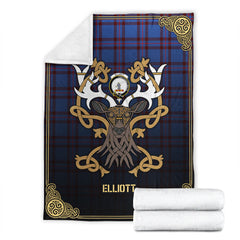 Clan Elliott Modern Tartan Crest Premium Blanket Celtic Stag Style GG64 Clan Elliot Tartan Today   