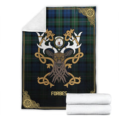 Clan Forbes Ancient Tartan Crest Premium Blanket Celtic Stag Style XG72 Clan Forbes Tartan Today   