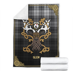 Clan Glen Tartan Crest Premium Blanket Celtic Stag Style QU84 Clan Glen Tartan Today   