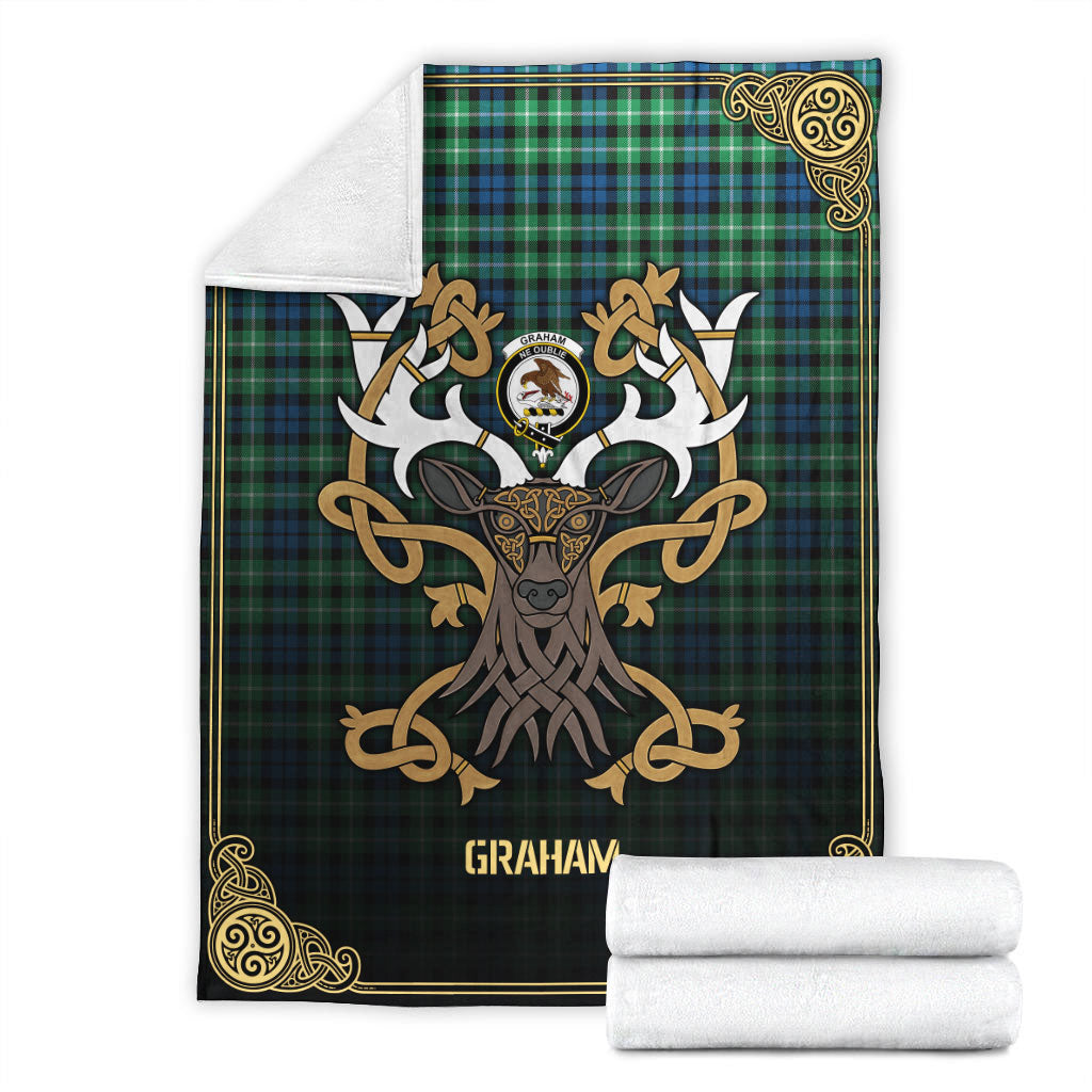 Clan Graham of Montrose Ancient Tartan Crest Premium Blanket Celtic Stag Style ZU28 Clan Rose Tartan Today   