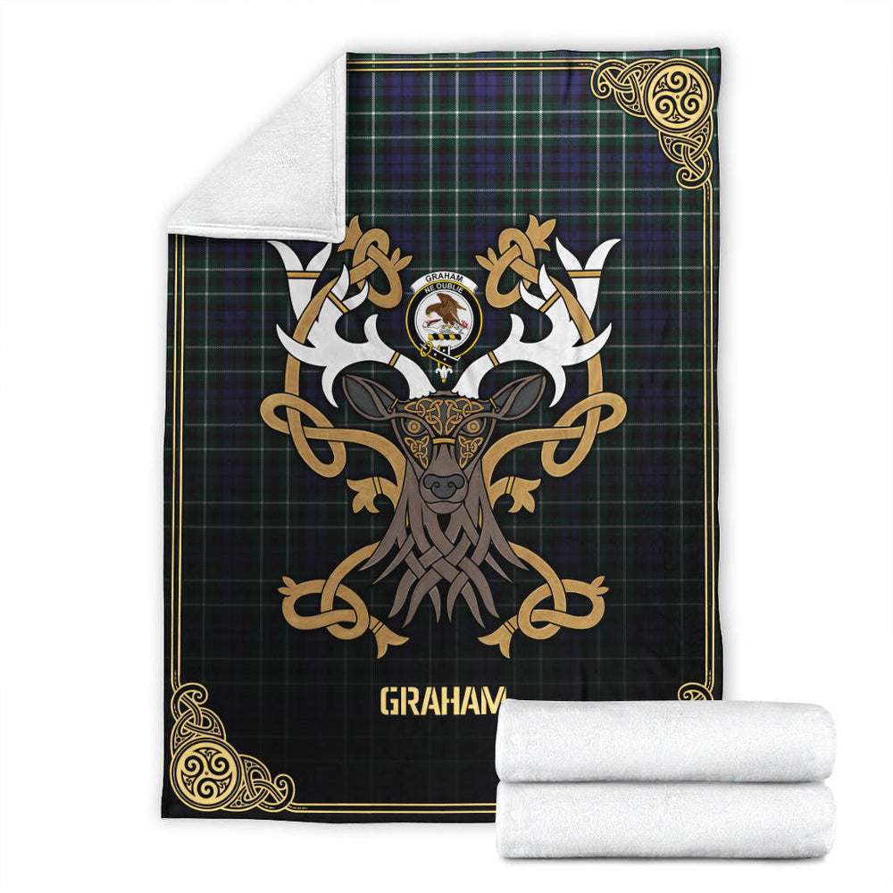 Clan Graham of Montrose Modern Tartan Crest Premium Blanket Celtic Stag Style WI43 Clan Rose Tartan Today   