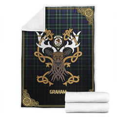 Clan Graham of Montrose Modern Tartan Crest Premium Blanket Celtic Stag Style WI43 Clan Rose Tartan Today   