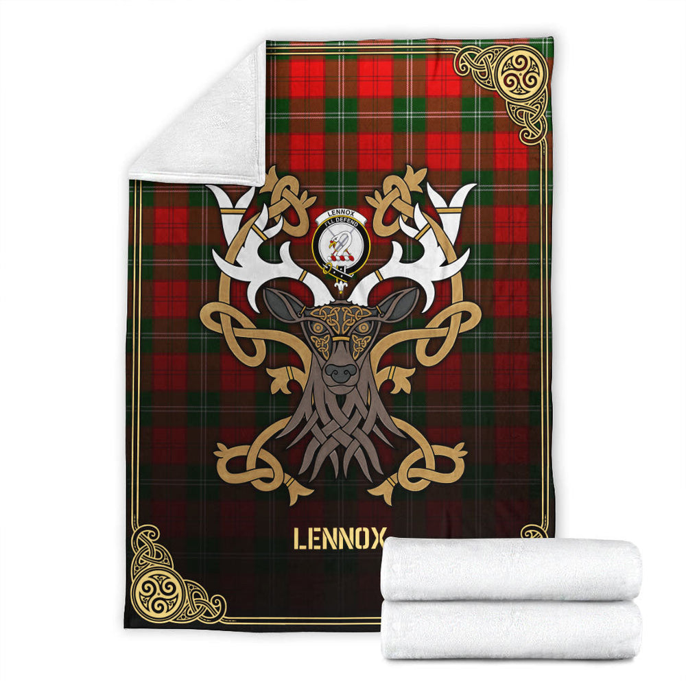Clan Lennox Tartan Crest Premium Blanket Celtic Stag Style YM61 Clan Lennox Tartan Today   