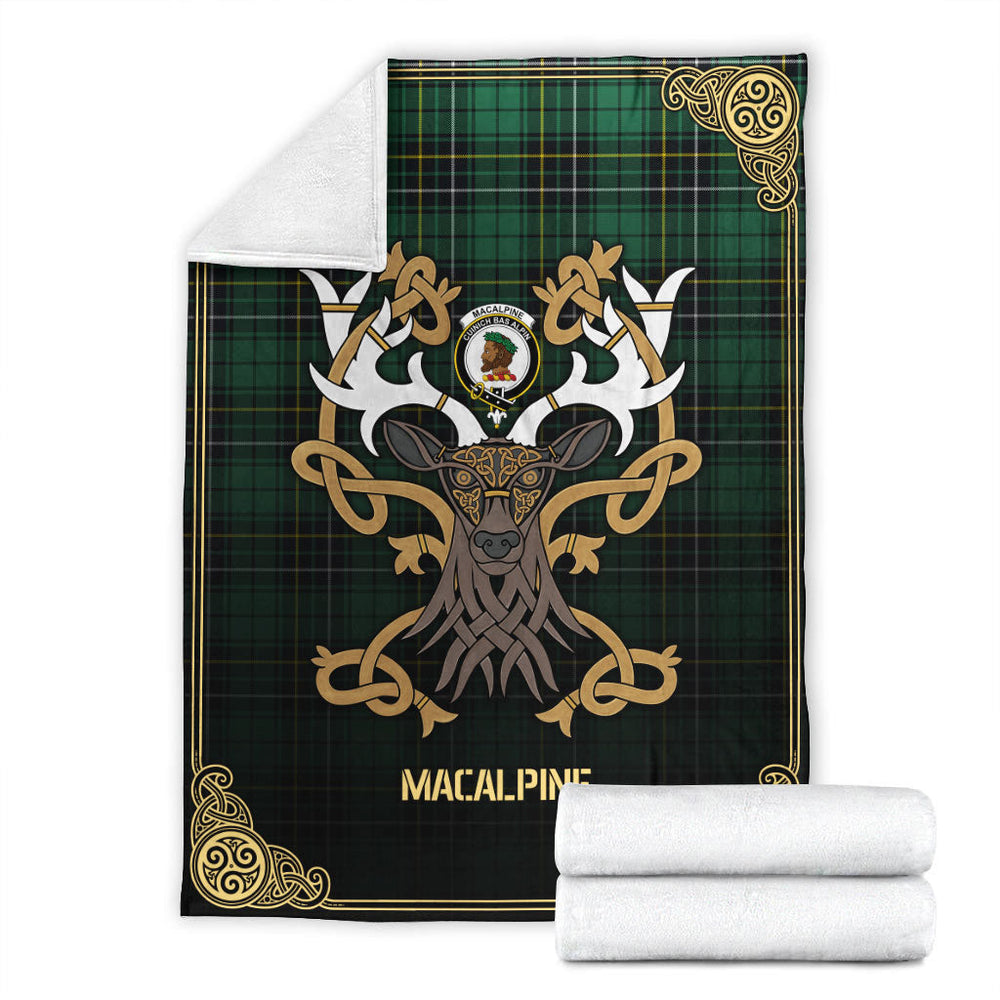 Clan MacAlpine Ancient Tartan Crest Premium Blanket Celtic Stag Style YB12 Clan MacAlpine Tartan Today   