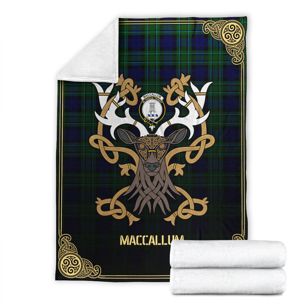 Clan MacCallum Modern Tartan Crest Premium Blanket Celtic Stag Style UC22 Clan MacCallum Tartan Today   