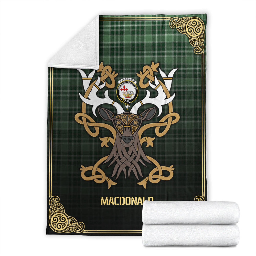 Clan MacDonald Lord of the Isles Hunting Tartan Crest Premium Blanket Celtic Stag Style DN77 Clan MacDonald Tartan Today   