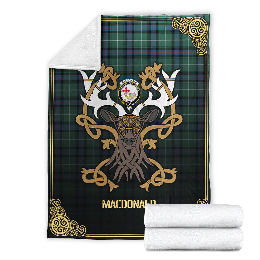Clan MacDonald of the Isles Hunting Ancient Tartan Crest Premium Blanket Celtic Stag Style YI58 Clan MacDonald Tartan Today   