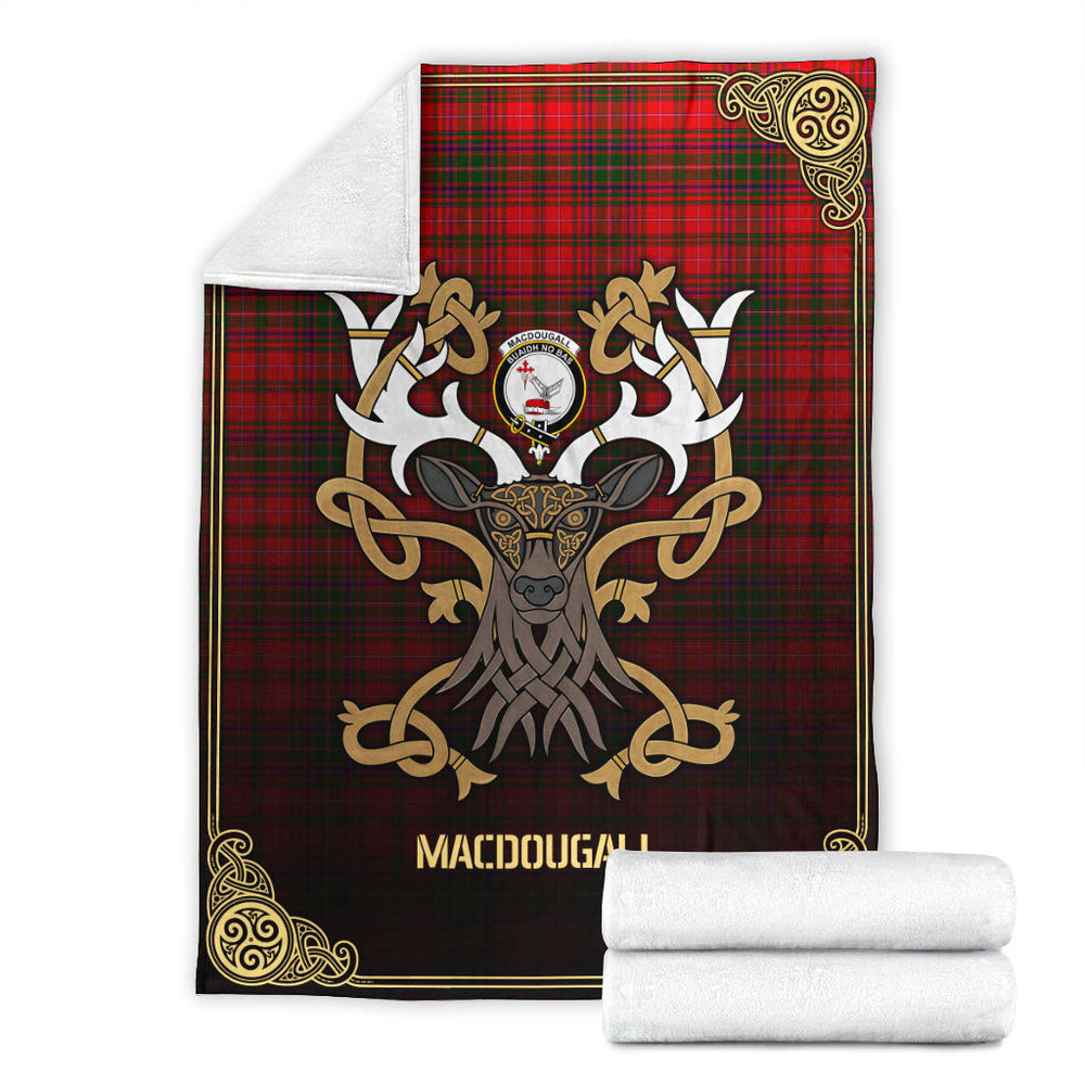 Clan MacDougall Modern Tartan Crest Premium Blanket Celtic Stag Style JH57 Clan MacDougall Tartan Today   