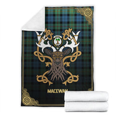 Clan MacEwan Ancient Tartan Crest Premium Blanket Celtic Stag Style GR85 Clan MacEwen_MacEwan Tartan Today   