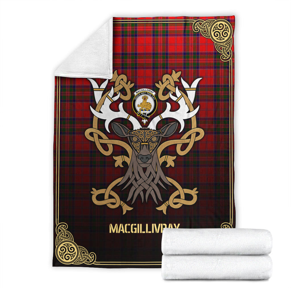 Clan MacGillivray Modern Tartan Crest Premium Blanket Celtic Stag Style QK51 Clan MacGillivray Tartan Today   