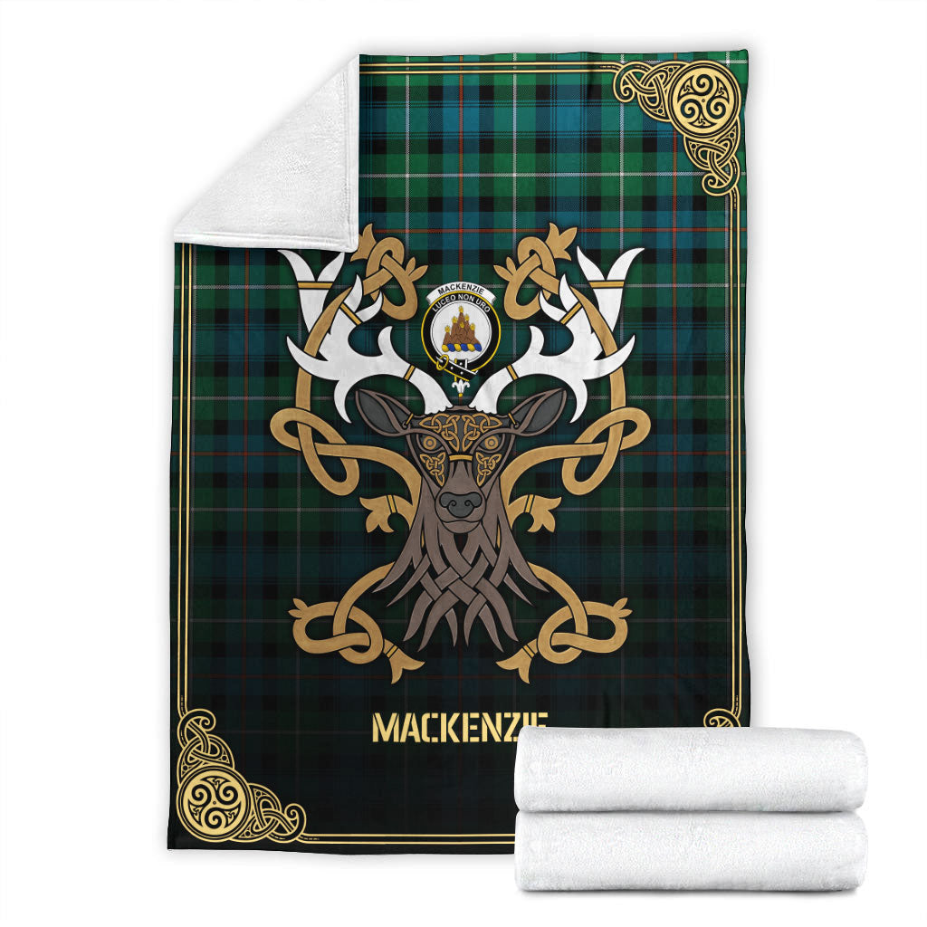 Clan MacKenzie Ancient Tartan Crest Premium Blanket Celtic Stag Style QL86 Clan MacKenzie Clan MacKenzie   