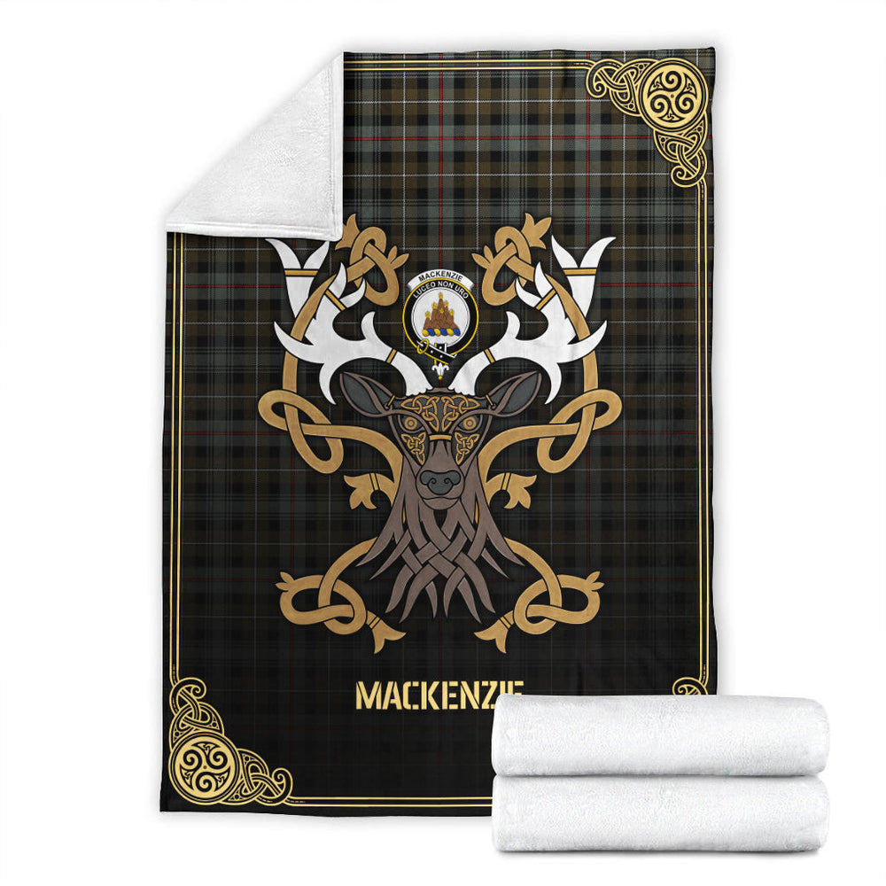 Clan MacKenzie Weathered Tartan Crest Premium Blanket Celtic Stag Style TR67 Clan MacKenzie Clan MacKenzie   