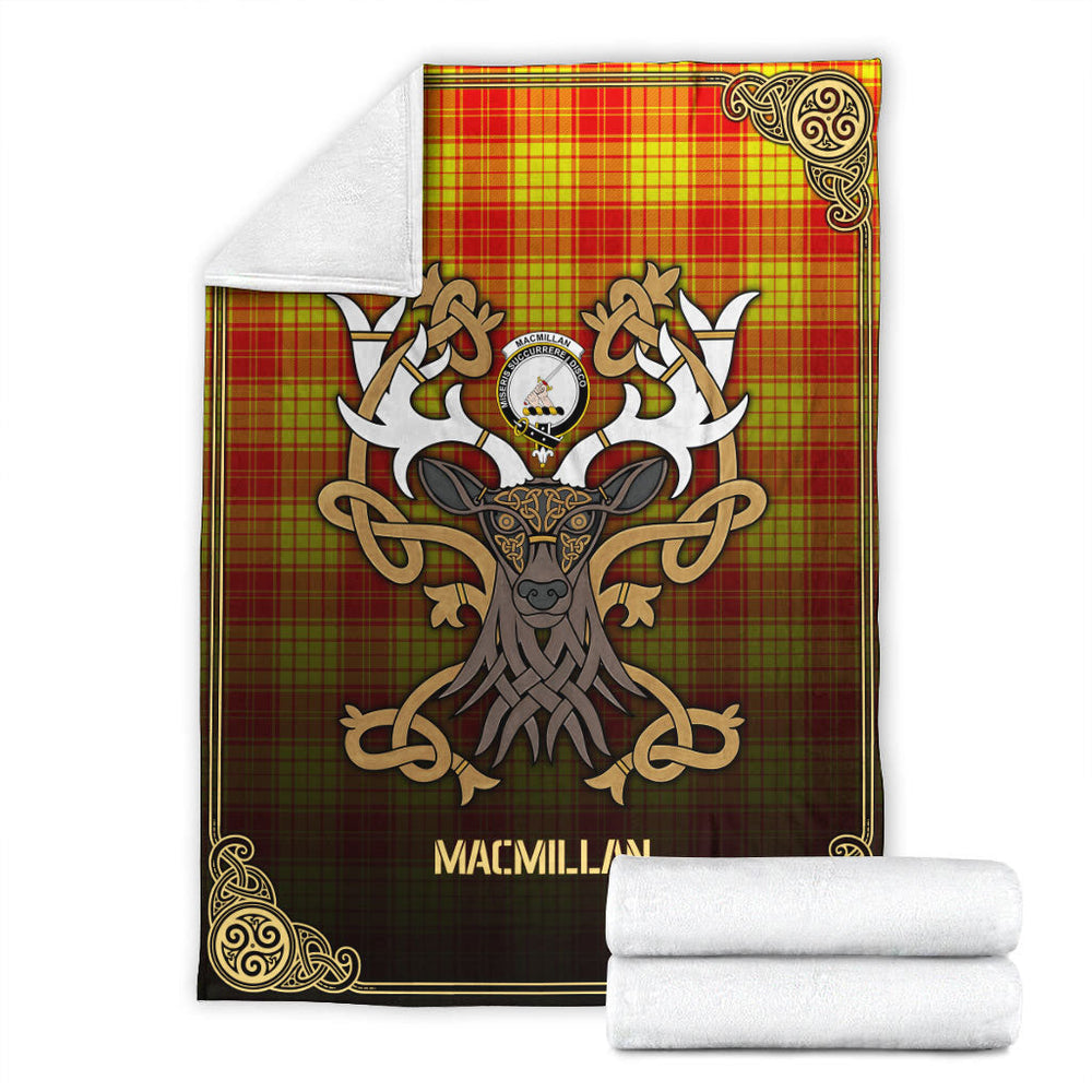 Clan MacMillan Tartan Crest Premium Blanket Celtic Stag Style YL90 Clan MacMillan Tartan Today   