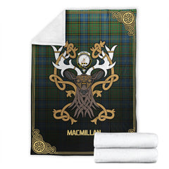 Clan MacMillan Hunting Ancient Tartan Crest Premium Blanket Celtic Stag Style TI88 Clan MacMillan Tartan Today   