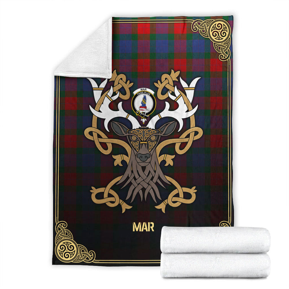 Clan Mar Tartan Crest Premium Blanket Celtic Stag Style UX74 Clan Mar Tartan Today   