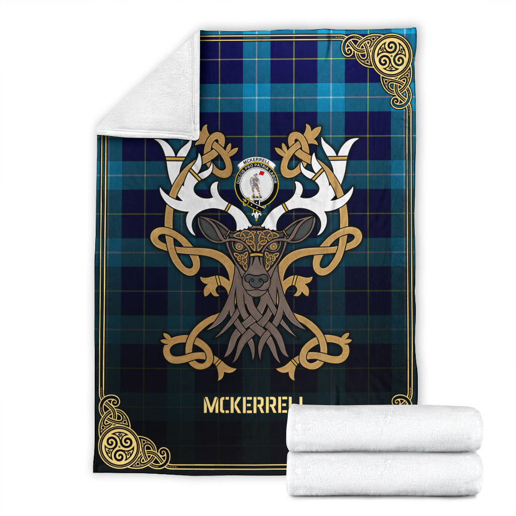 Clan McKerrell Tartan Crest Premium Blanket Celtic Stag Style XY62 Clan Kerr Tartan Today   