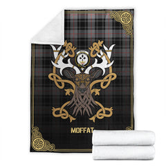 Clan Moffat Modern Tartan Crest Premium Blanket Celtic Stag Style RJ97 Clan Moffat Tartan Today   