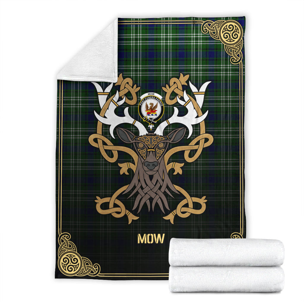 Clan Mow Tartan Crest Premium Blanket Celtic Stag Style FS14 Clan Mow Tartan Today   